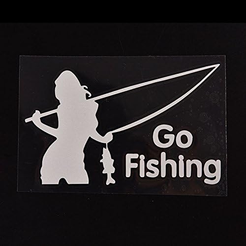 Cretaceous(TM) Beauty Go Fishing Car Stickers Car Decoration 1 Piece White