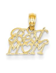14K Best Mom with Heart Pendant