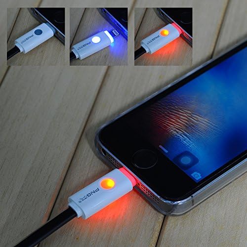 PNGXE Noodle Flat Design Fast 2.4A USB to 8pin Led USB Data Charging Lightning Cable Cord for Iphone 6s/ Iphone 6s Plus / Iphone5 / 5s / 6 / 6plus / Ipad Mini 2 / Ipad Air 2 (Black)