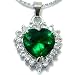 Stunning Heart Cut Sterling Silver Simulated Emerald Pendant with 18" Necklace P5944
