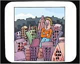 Decorated Mouse Pad with man, buildings, "Los Angeles", road, giant, downtown, apartments, metro, cityscape, monster, urban, California, horror, "science fiction", huge, street