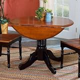 A-America British Isles Solid Wood 42 Dropleaf Dining Table in Antique Oak & Black