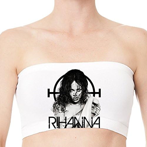 XJBD Custom Rihanna Head Poster Comfy Breathable Bandeau Bra White