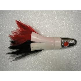 Saltwater Fishing Lure Black and Red Feather Lead Head FREE SHIPPING AND 20% CUSTOMER APPRECIATION DISCOUNT!