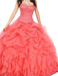  Beaded Ruched Lace  Ball Gown Quinceanera Dress 