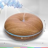 Azorro Aroma Essential Oil Diffuser, Wood Grain Ultrasonic Cool Mist Humidifier 7 LED Soothing Color Lights -6 HOURS Continuous Mist - Waterless Auto Shut-off Great For Baby Rooms, Yoga, Offices