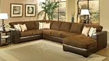 Sectional Sofa Couch Chaise with Chocolate Cushion Seat and Back