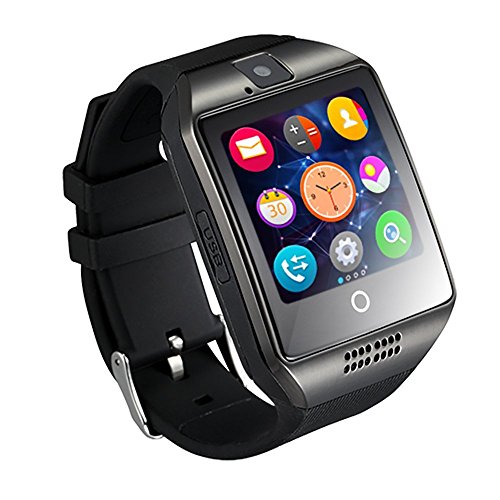 WFS Multifunctional Smart Watch Wrist Watch Phone with Bluetooth Andrews Phone SIM Card Android Smartphones Touch-screen mode-Black