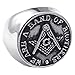 KONOV Mens Stainless Steel Ring, Freemason Masonic, Black Silver
