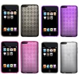 GTMax 4 Checker Gel Back Cover Case (Black, Clear, Pink, Purple) for Apple iPod Touch 2nd / 3rd Generation
