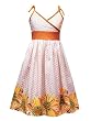 Rare Editions Girls 7-16 ORANGE WHITE GREEN SUNFLOWER BORDER PRINT Spring Summer Party Dress