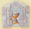 Capilla Series First Communion Invitation - Chalice - Quad-fold, Die-Cut - ENGLISH - 100 per pack