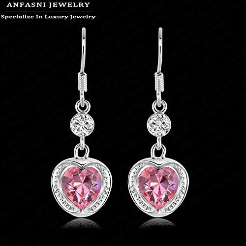 LAPRAPHA High Imitative Ruby Heart Earrings 18K Rose Gold/Platinum Plated Drop Women Earrings Fashion Brand