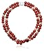  : DYED RED AGATE BEAD FRESHWATER CULTURED PEARL DOUBLE STR NECKLACE