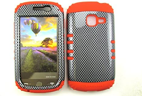 SAMSUNG GALAXY DISCOVER CENTURA CASE CARBON FIBER RD-TP1439 HEAVY DUTY HIGH IMPACT HYBRID COVER RED SILICONE SKIN R740
