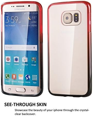 Samsung Galaxy S6 Edge Case Galaxy S6 Edge Case Clear, Scratch Resistant, Clambo Crystal Series Clear Case for Samsung Galaxy S6 Edge Bumper Case (Gradient Black Red)