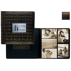 RODEO MOCHA pebble grain leather #113 window album with 5-at-a-time pages by Raika - 4x6
