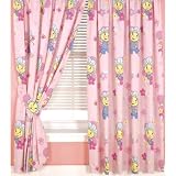 Fifi and the Flowertots Jump Flowers Pink Curtains 66x54" including Tie Backs