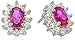 Amazon Essentials Sterling Silver Created Ruby and Created White Sapphire Oval Stud Earrings, (previously Amazon Collection)