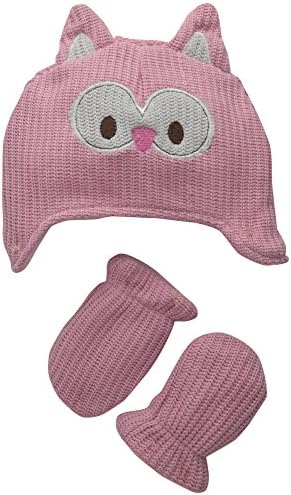 Lovespun Baby-Girls Infant Knit Owl Hat and Mittens