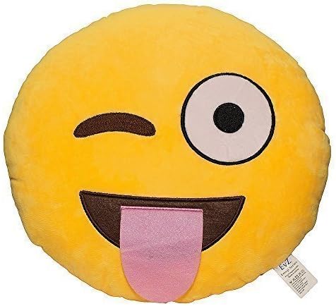 Emoji Smiley Emoticon Yellow Round Cushion Pillow Stuffed Plush Soft Toy