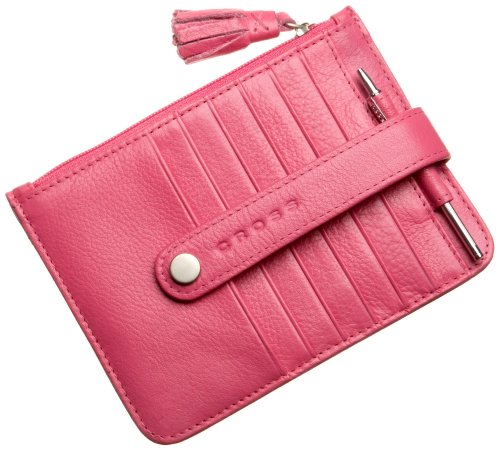 Cross Autocross AC202-7A Women's Money Wallet Collection Slim Medium Card Case with Zip (Pink/Orange)