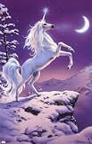 White Unicorn (In Snow) Art Poster Print - 24 X 36