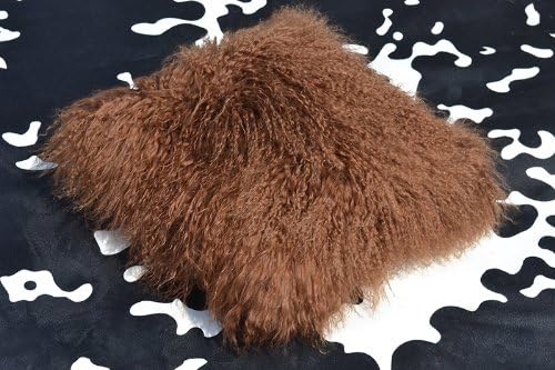 Set of Two 18" X18" Tibetan / Mongolian Lamb Fur Pillows Mocha