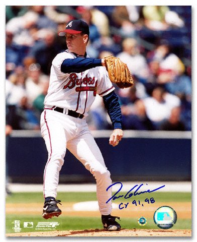 Tom Glavine Atlanta Braves Autographed 8x10 Photograph with Cy 91/98 Inscription