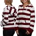 NCAA Oklahoma Sooners Ladies Crimson-White Rugby Striped Full Zip Hoodie Jacket
