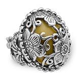 Carolyn Pollack Sterling Silver Yellow Jasper Sunflower Ring