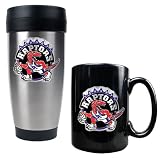 Toronto Raptors Stainless Steel Travel Tumbler and Black Ceramic Mug Set (Primary Logo)