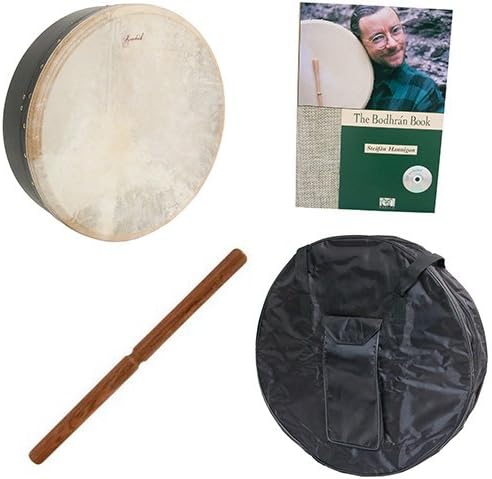 Roosebeck Tunable Mulberry Bodhrán Single-Bar 18-by-5-Inch - Black Deluxe Package w/Gig Bag, Tipper &amp; Bodhran Instruction Book &amp; CD