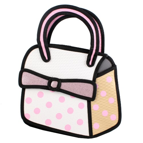 3D Jump Style 2D Drawing From Cartoon Paper Bag Comic Pink Bow Handbags