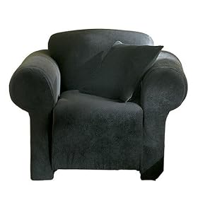 Stretch Pique Chair Slipcover - Black