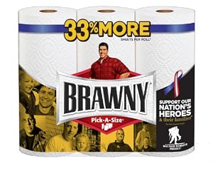 Brawny Big Roll Paper Towels, Pick-A-Size, White, 3 ct