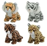 TY~LEELO THE LEOPARD~TIGGS THE TIGER~TEEGRA THE WHITE TIGER & CHESSIE THE CHEETAH ALL 4 TY BEANIE BABIES