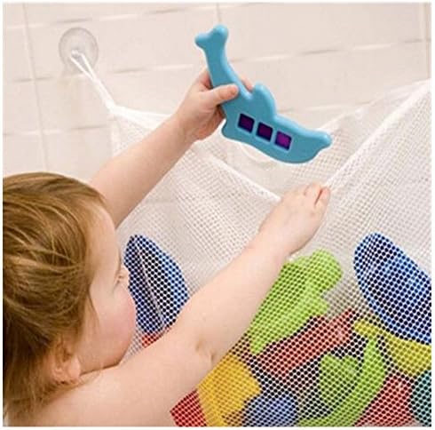 BATH TOY ORGANIZER with Strong Suction Cups and Tie Strings (Mesh Bag for Quick Drying) Best Selling Bath and Shower Toy Organizer