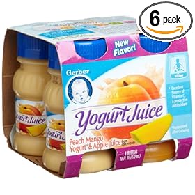 Gerber Yogurt Juice, Peach Mango Yogurt & Apple Juice, 4-Ounce Bottles (Pack of 6)