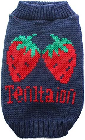 Pet Sweater Strawberry Knit Hoody Coat Puppy Clothes (L)