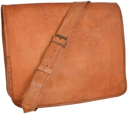 CK International Leather Full Flap Messenger Handmade Bag Laptop Bag Padded Messenger Bag School Bag Small (S) Brown