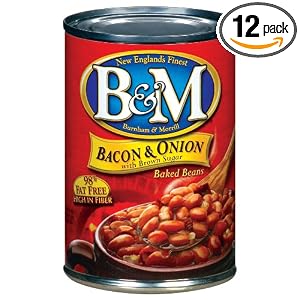 B&M Bacon and Onion Baked Beans with Brown Sugar, 16 Ounce Cans (Pack of 12) by B&M