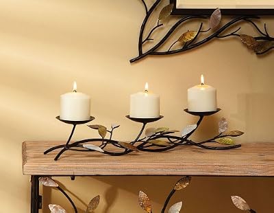 Metal Shell Leaves 3 Candle Holder