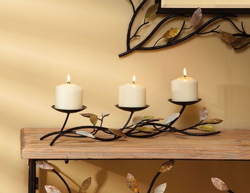 Metal Leaves 3 Candle Holder