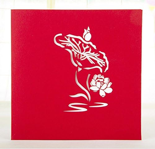 Papercraft 3D Pop Up Card Anniversary Baby Birthday Easter Halloween Mother's Day New Home Wedding New Year's Valentine's Day Thanksgiving Christmas Card_Plants (Water Lily)