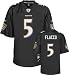 Joe Flacco Jersey: Reebok Black Replica #5 Baltimore Ravens Jersey - Large