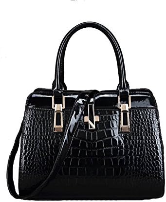 TESSLA Womens PU Leather Quilted Shoulder Bag Top Handle Handbag Totes Bags (black)