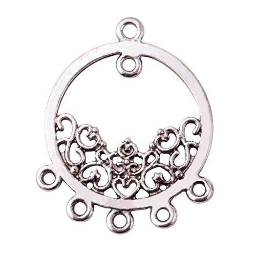 Pandahall 10pcs Antique Silver Tibetan Style Chandelier Component Links for Dangle Earring Making (28.5x 35x 2mm)