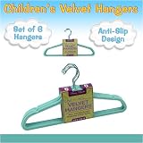 Set of 6 Children's Velvet Hangers - AQUA