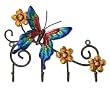 Pack of 4 Hand Sculpted Metal Butterfly & Flower Wall Mounted Keyring Holders 9"